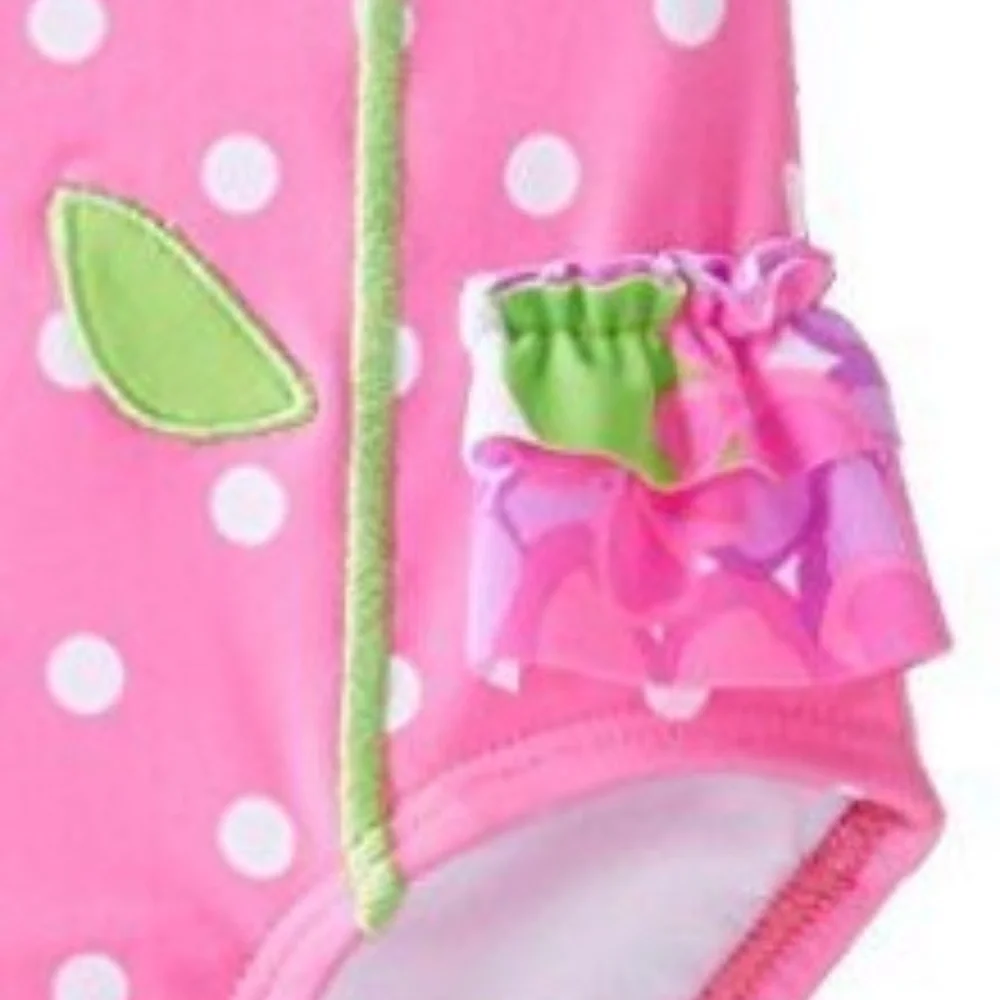Hartstrings Girls‎ 2T Pink One Piece Swimsuit Polka Dot Ruffle Flower NWT